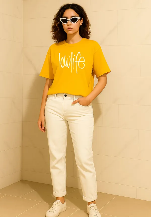 Yellow_Cotton_Printed_T-Shirt_For_Women