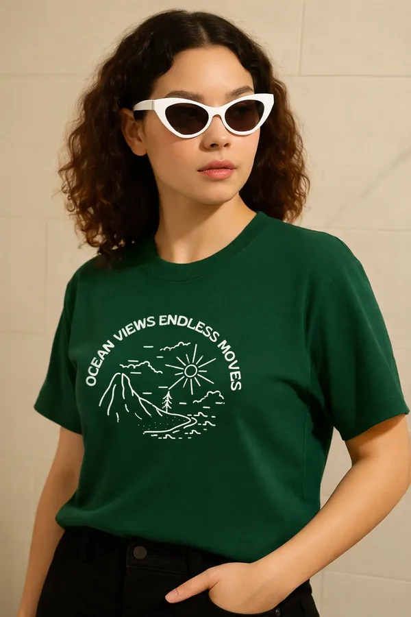 Green_Cotton_Printed_T-Shirt_For_Women