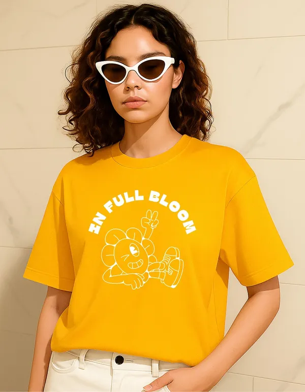 Yellow_Cotton_Printed_T-Shirt_For_Women