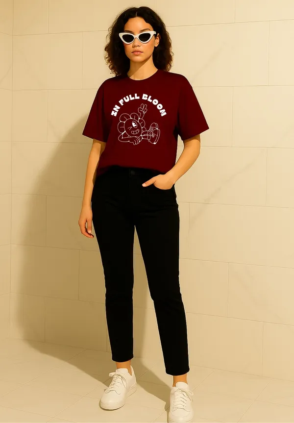 Brown_Cotton_Printed_T-Shirt_For_Women