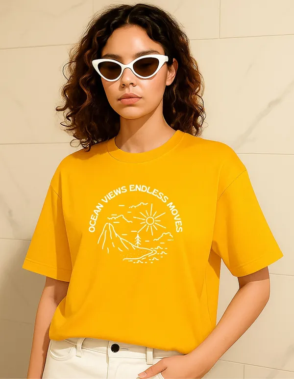 Yellow_Cotton_Printed_T-Shirt_For_Women