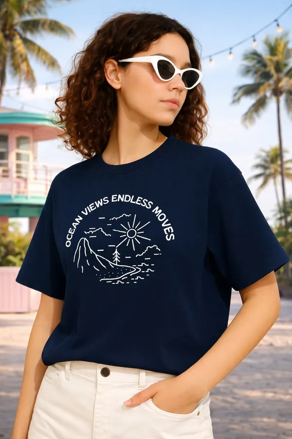 Navy_Blue_Cotton_Printed_T-Shirt_For_Women