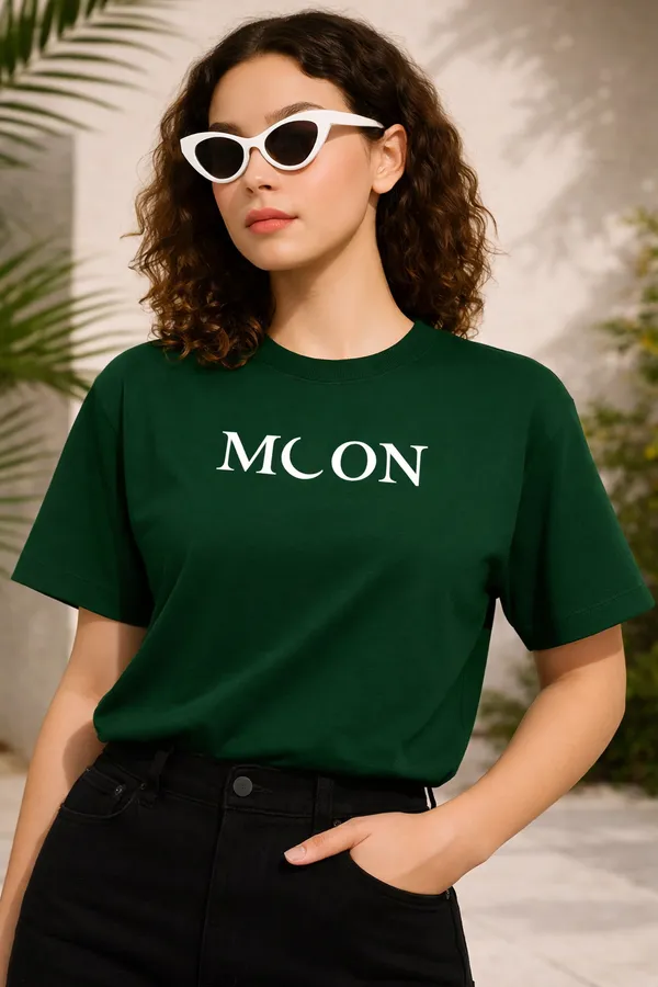 Green_Cotton_Printed_T-Shirt_For_Women