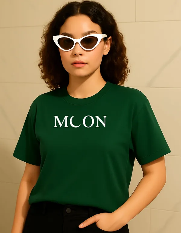 Green_Cotton_Printed_T-Shirt_For_Women