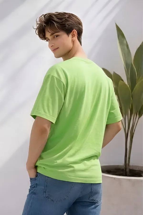 Light_Green_Cotton_Solid_Round_neck_T-Shirt_For_Men