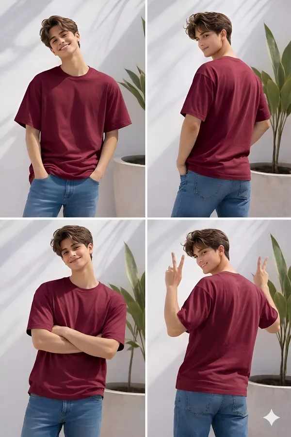 Maroon_Cotton_Solid_Round_neck_T-Shirt_For_Men