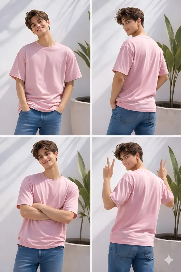 Pink_Cotton_Solid_Round_neck_T-Shirt_For_Men