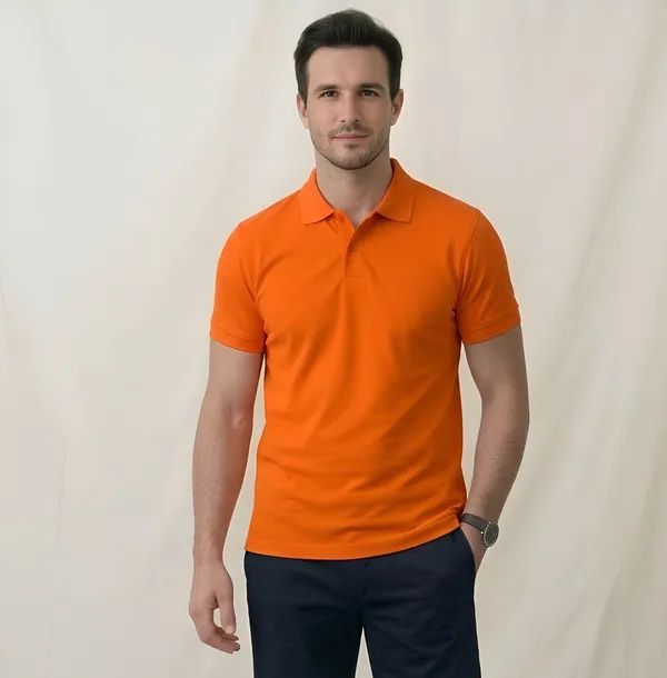 Orange_Matty_Polo_Round_neck_T-Shirt_For_Men
