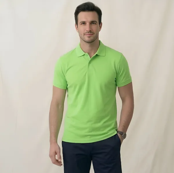 Light_Green_Matty_Polo_Round_neck_T-Shirt_For_Men