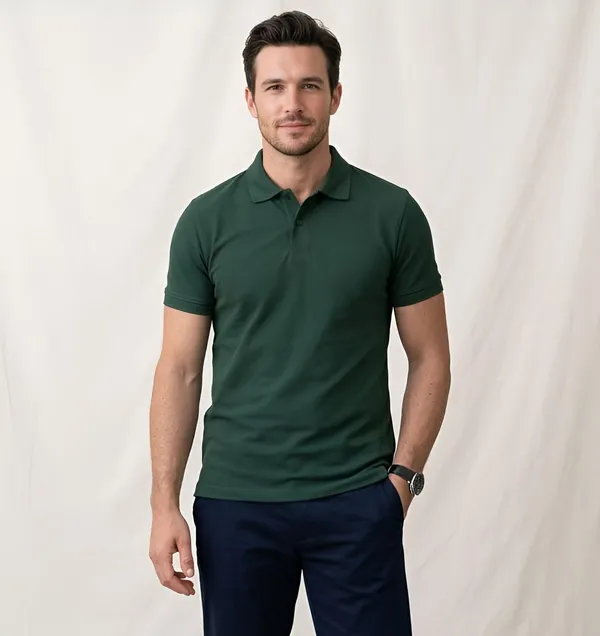Deep_Green_Matty_Polo_Round_neck_T-Shirt_For_Men
