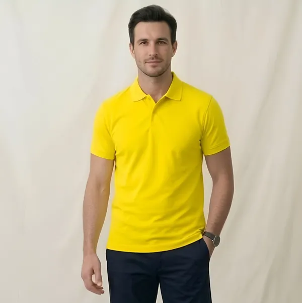 Yellow_Matty_Polo_Round_neck_T-Shirt_For_Men