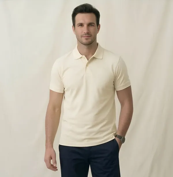 Cream_Matty_Polo_Round_neck_T-Shirt_For_Men