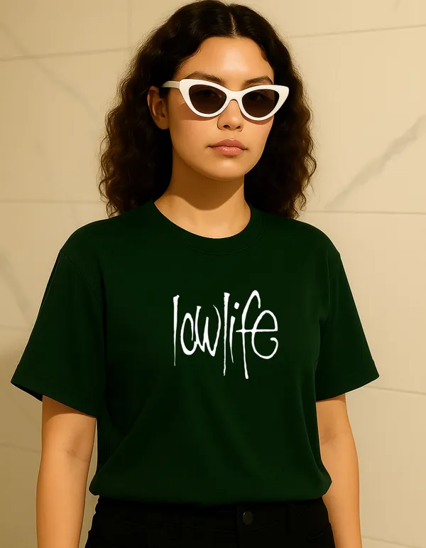 Deep_Green_Cotton_Printed_T-Shirt_For_Women