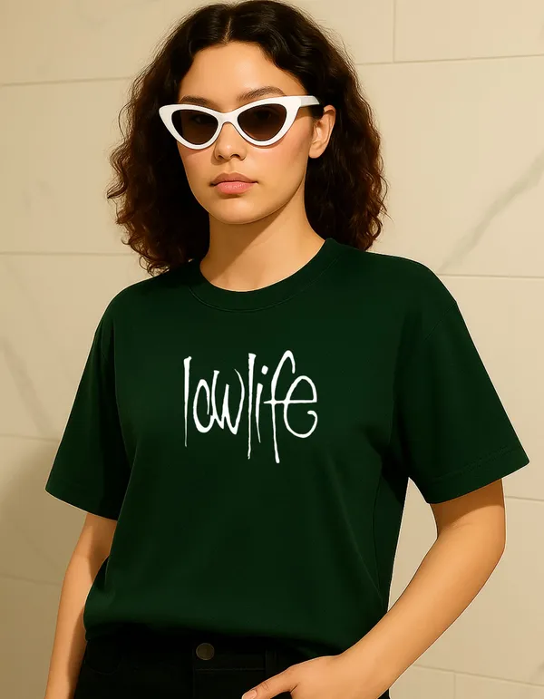 Deep_Green_Cotton_Printed_T-Shirt_For_Women