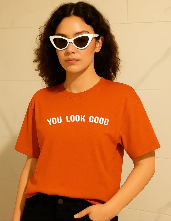 Orange_Cotton_Printed_T-Shirt_For_Women