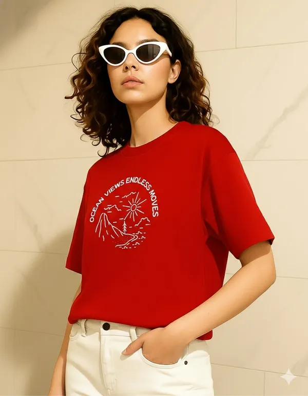 Red_Cotton_Printed_T-Shirt_For_Women