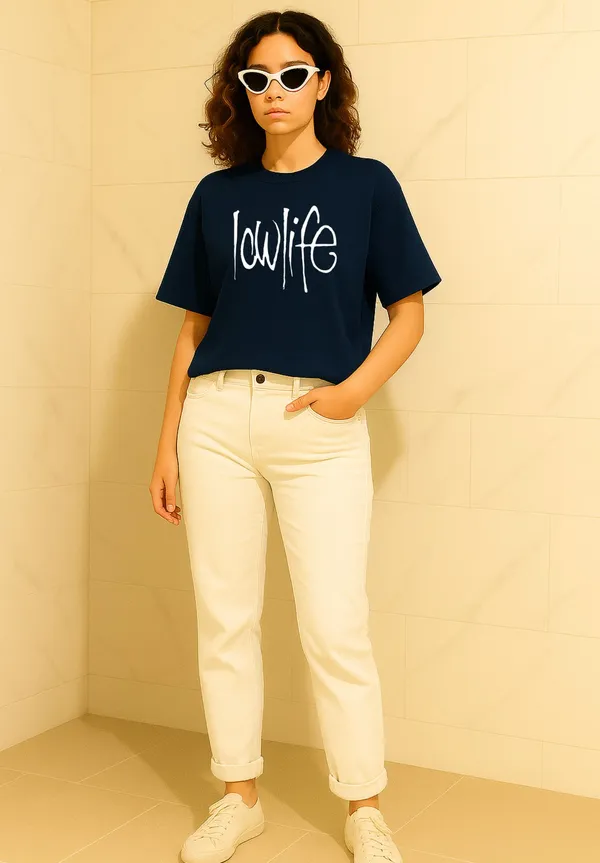 Navy_Blue_Cotton_Printed_T-Shirt_For_Women