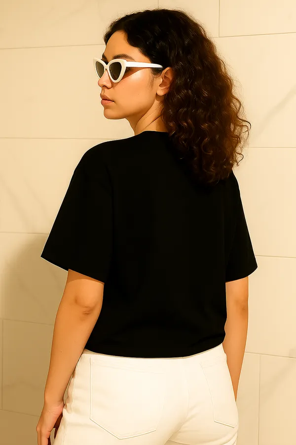 Black_Cotton_Solid_Round_neck_T-Shirt_For_Women