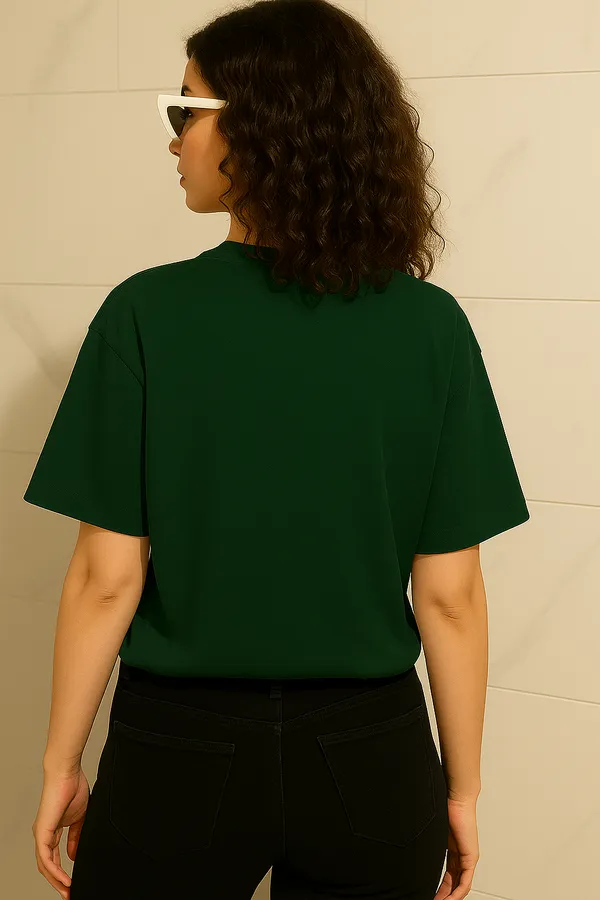 Deep_Green_Cotton_Solid_Round_neck_T-Shirt_For_Women