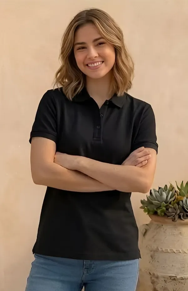 Black_Matty_Polo_Round_neck_T-Shirt_For_Women