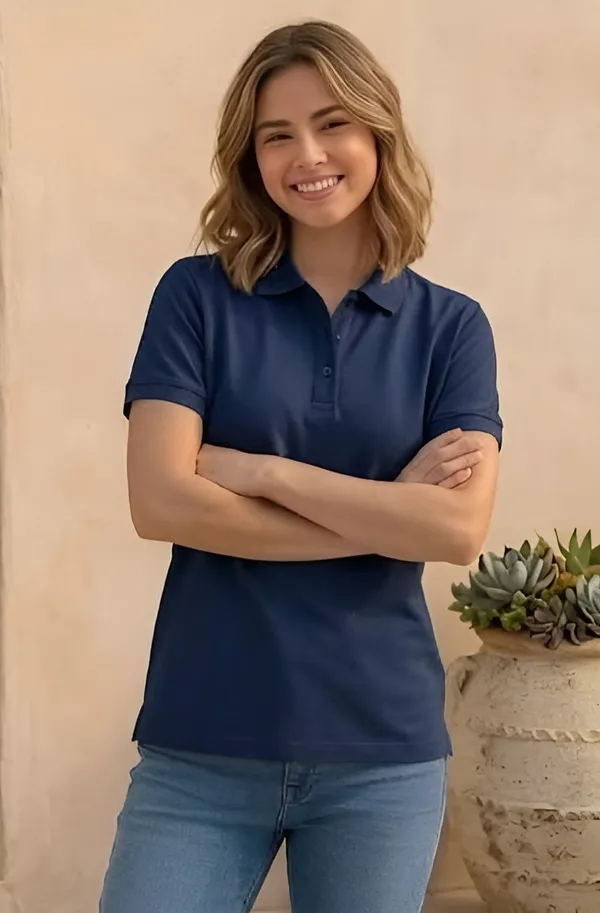 Navy_Blue_Matty_Polo_Round_neck_T-Shirt_For_Women