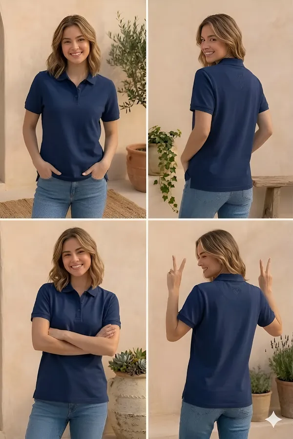 Navy_Blue_Matty_Polo_Round_neck_T-Shirt_For_Women