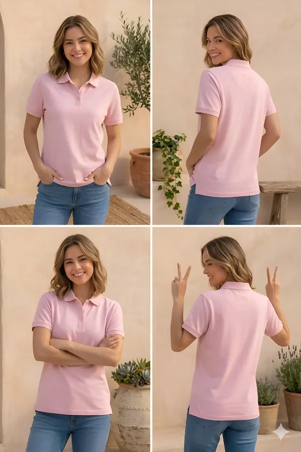 Pink_Matty_Polo_Round_neck_T-Shirt_For_Women