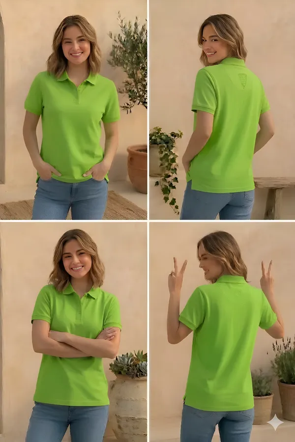 Light_Green_Matty_Polo_Round_neck_T-Shirt_For_Women
