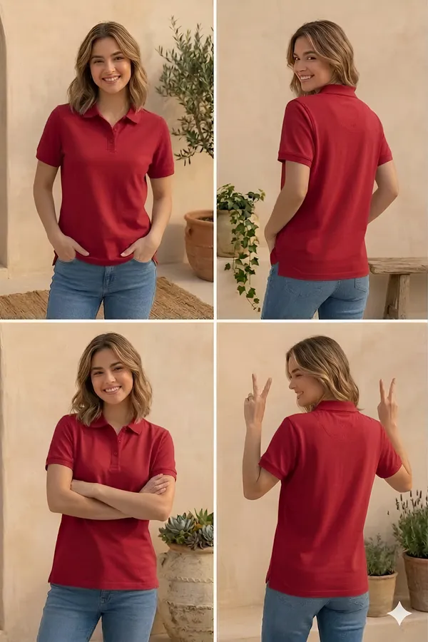 Red_Matty_Polo_Round_neck_T-Shirt_For_Women
