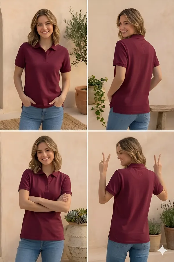 Maroon_Matty_Polo_Round_neck_T-Shirt_For_Women