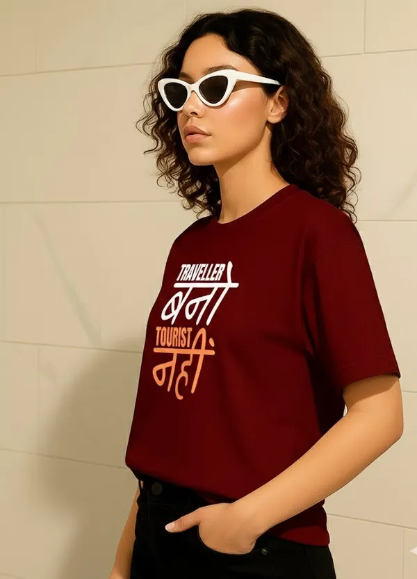 Brown_Cotton_Printed_T-Shirt_For_Women
