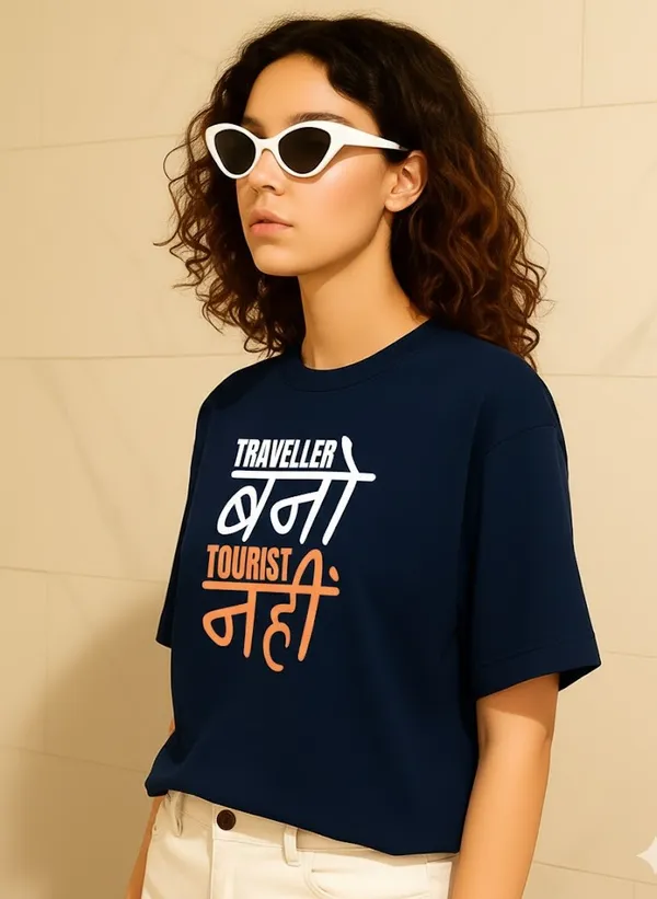 Navy_Blue_Cotton_Printed_T-Shirt_For_Women