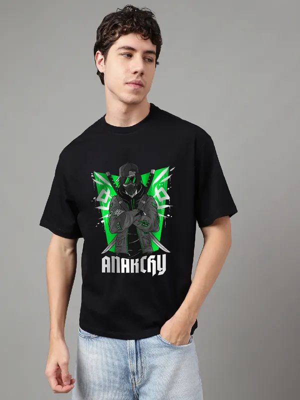 Black_Cotton_Printed_Round_neck_T-Shirt_For_Men