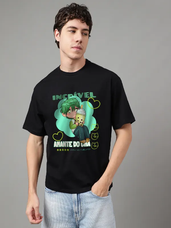 Black_Cotton_Printed_Round_neck_T-Shirt_For_Men