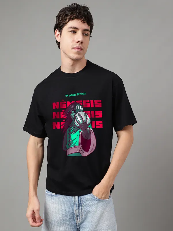 Black_Cotton_Printed_Round_neck_T-Shirt_For_Men