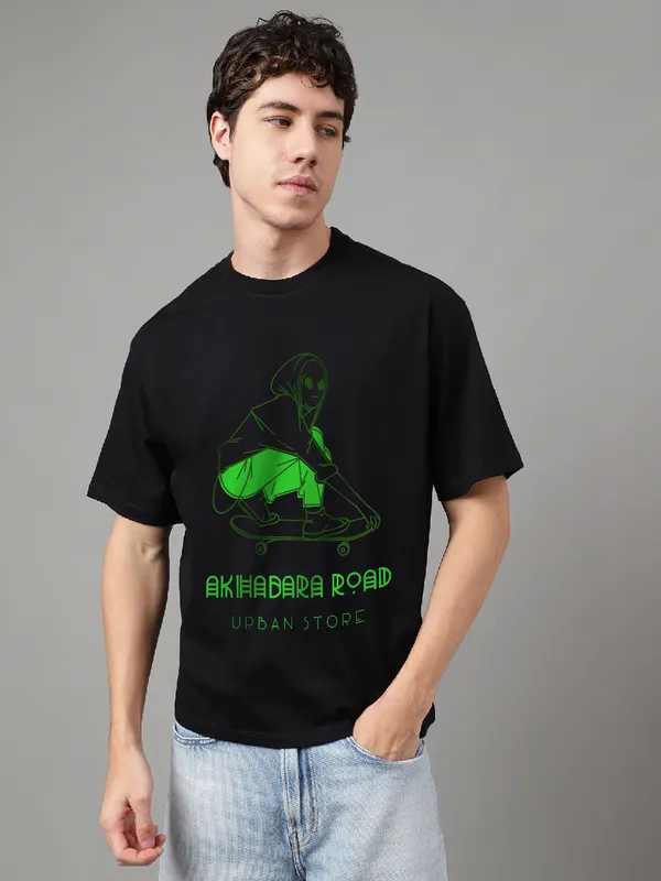 Black_Cotton_Printed_Round_neck_T-Shirt_For_Men