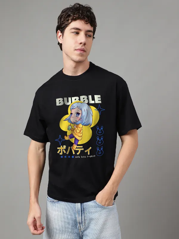 Black_Cotton_Printed_Round_neck_T-Shirt_For_Men