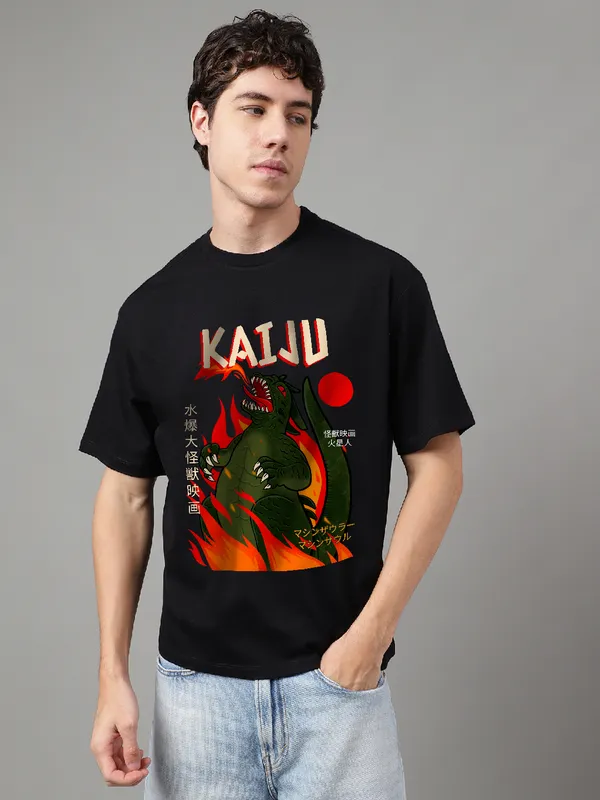 Black_Cotton_Printed_Round_neck_T-Shirt_For_Men