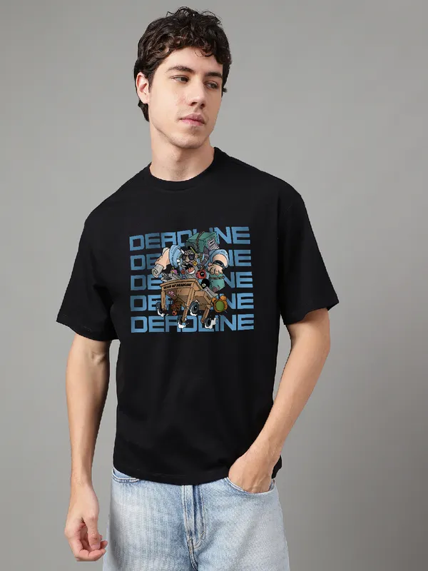 Black_Cotton_Printed_Round_neck_T-Shirt_For_Men