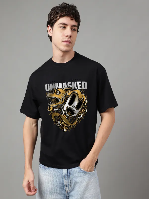 Black_Cotton_Printed_Round_neck_T-Shirt_For_Men