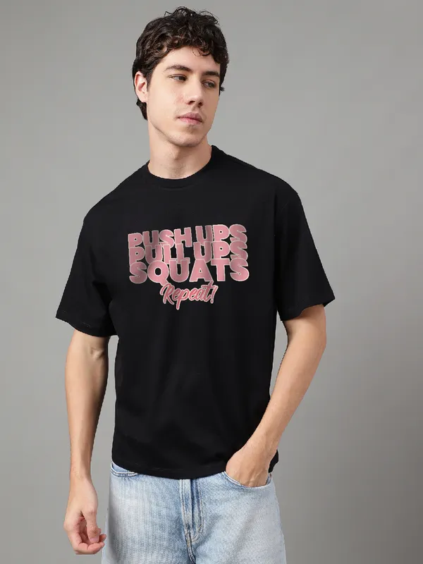 Black_Cotton_Printed_Round_neck_T-Shirt_For_Men