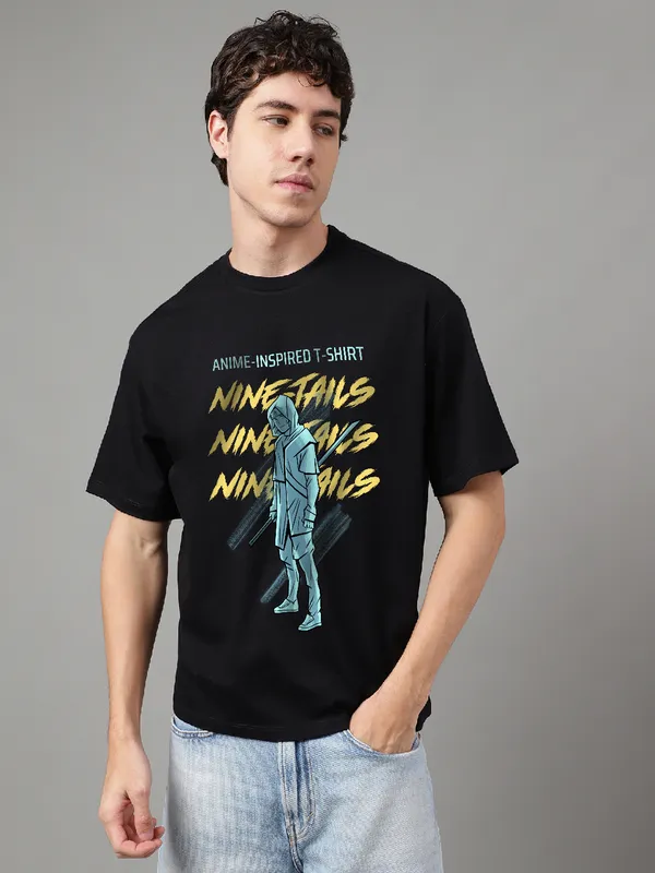 Black_Cotton_Printed_Round_neck_T-Shirt_For_Men