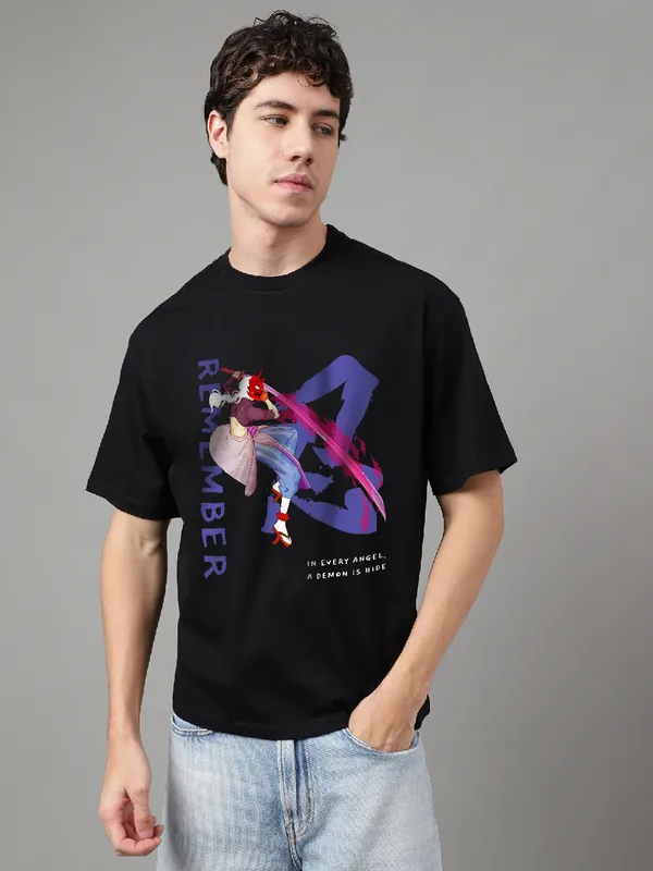 Black_Cotton_Printed_Round_neck_T-Shirt_For_Men