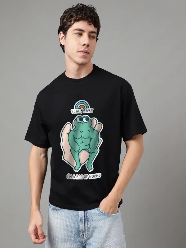 Black_Cotton_Printed_Round_neck_T-Shirt_For_Men
