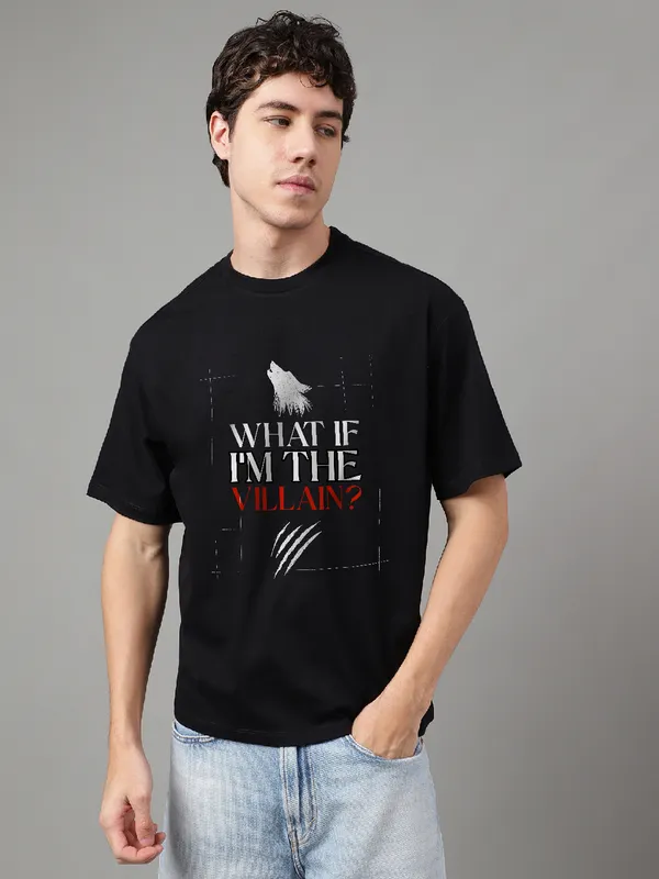 Black_Cotton_Printed_Round_neck_T-Shirt_For_Men