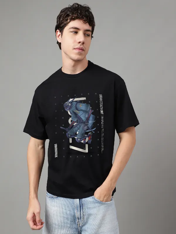Black_Cotton_Printed_Round_neck_T-Shirt_For_Men