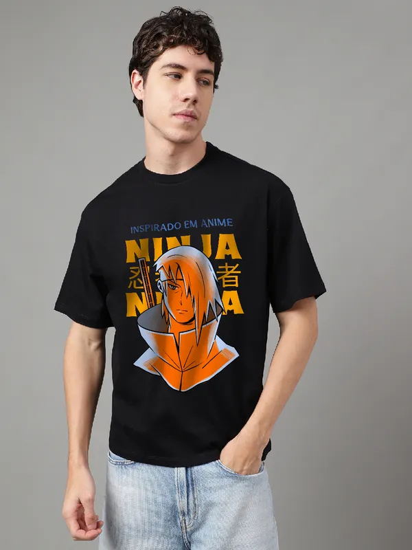 Black_Cotton_Printed_Round_neck_T-Shirt_For_Men