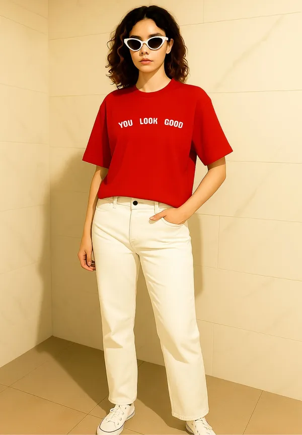 Red_Cotton_Printed_T-Shirt_For_Women