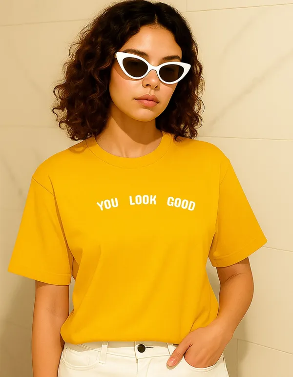 Yellow_Cotton_Printed_T-Shirt_For_Women