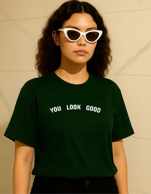 Deep_Green_Cotton_Printed_T-Shirt_For_Women